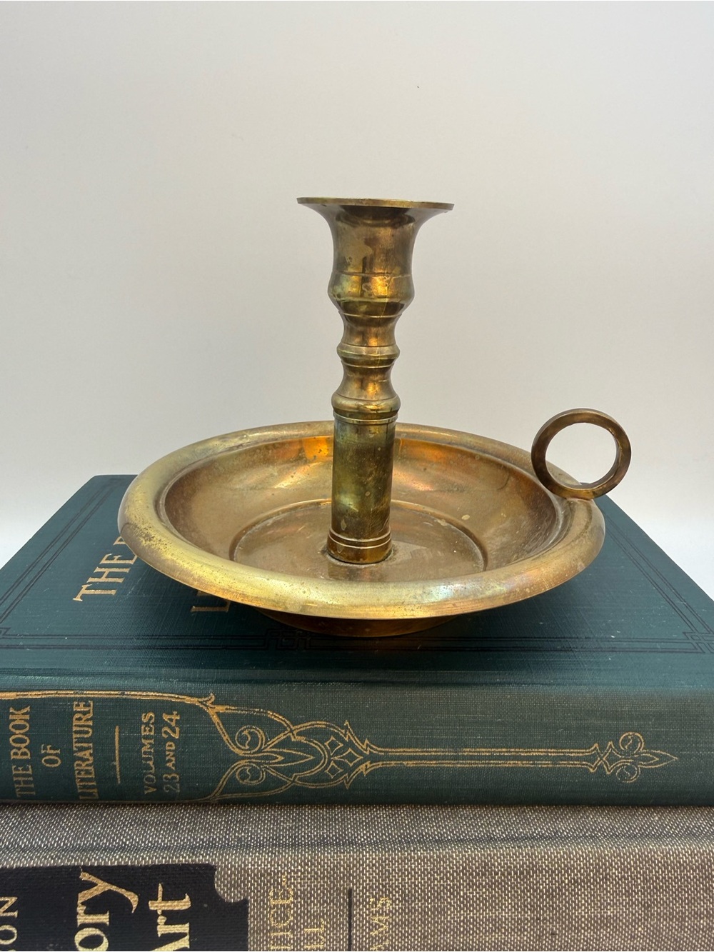 Vintage Brass CandleStick Holder Finger Loop Made In India